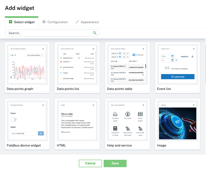 Widget collection